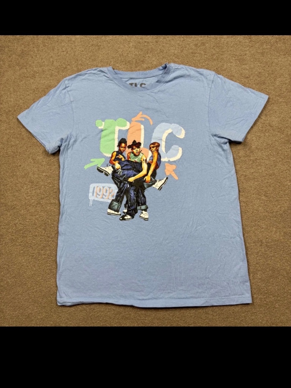 TLC Graphic T Shirt Mens Size XL Blue Short Sleeve Crew Neck Tee